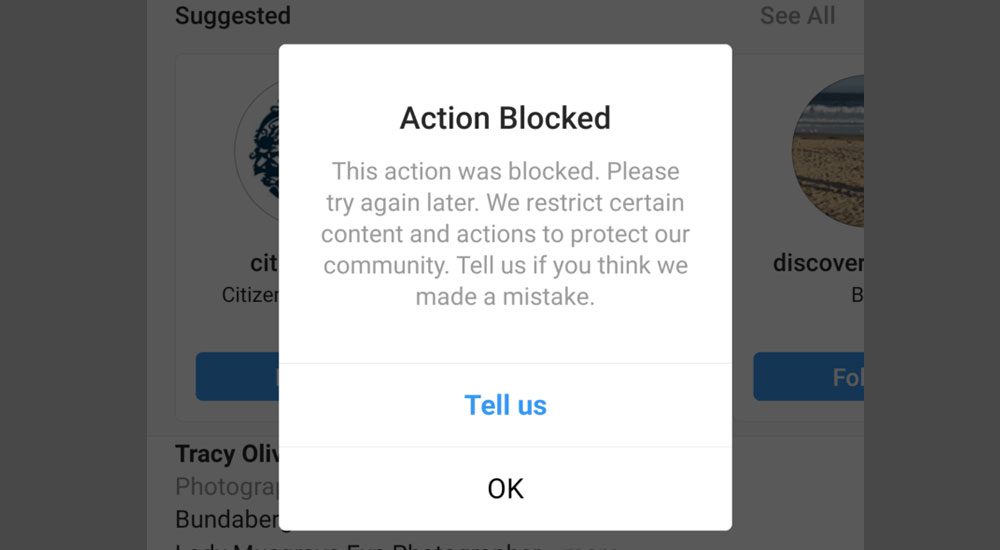 how do i fix action blocked on instagram 2019