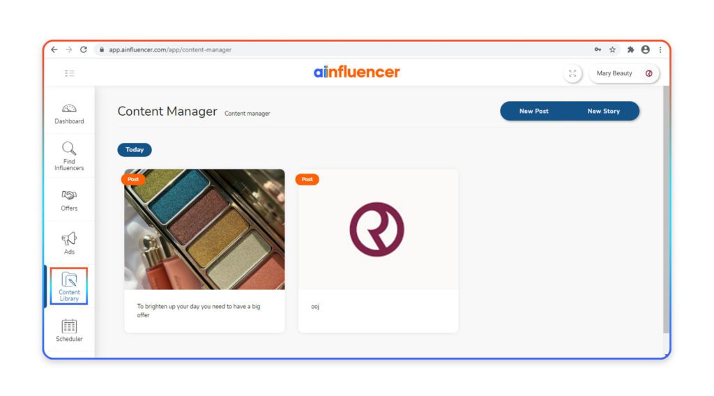 Ainfluencer content library