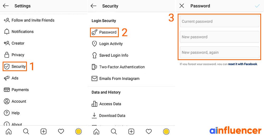 change password on Instagram