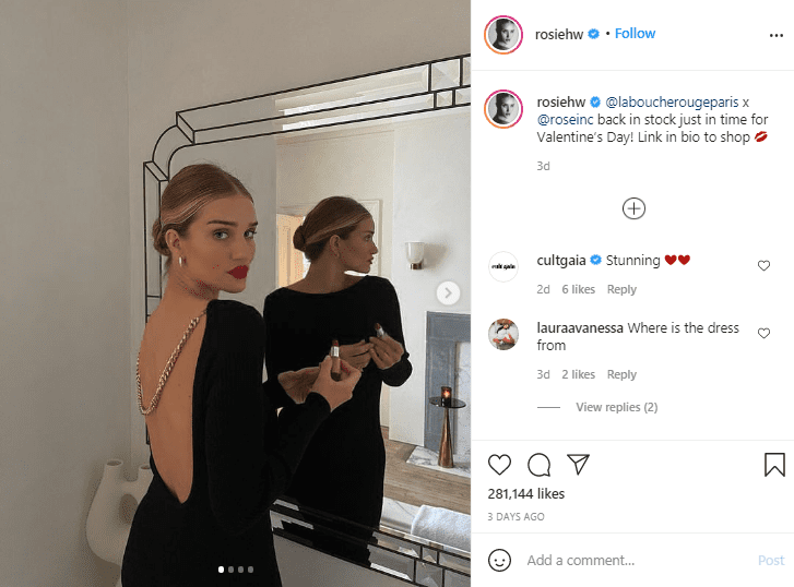 female Instagram models(Rosie Huntington-Whiteley)
