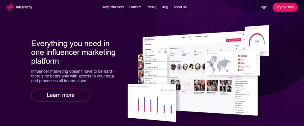 Influencity-influencer marketing tools