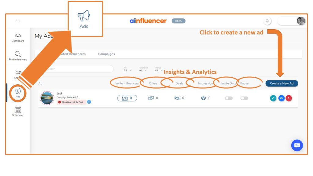 Create ads on Ainfluencer and measure the success of your brand awareness strategy