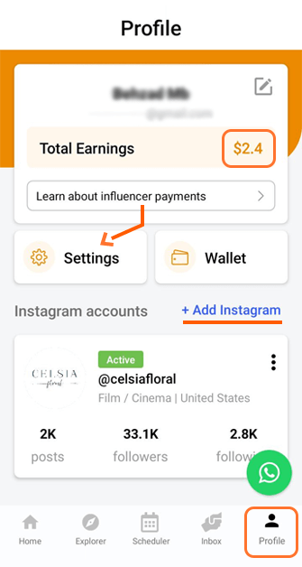 Profile Ainfluencer app