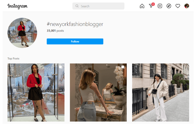 Instagram hashtag search
