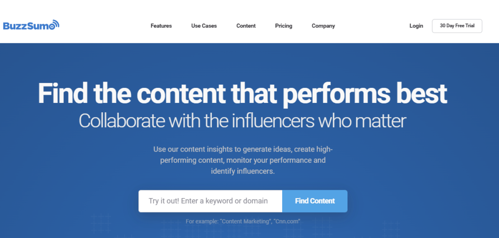 Buzzsumo Homepage