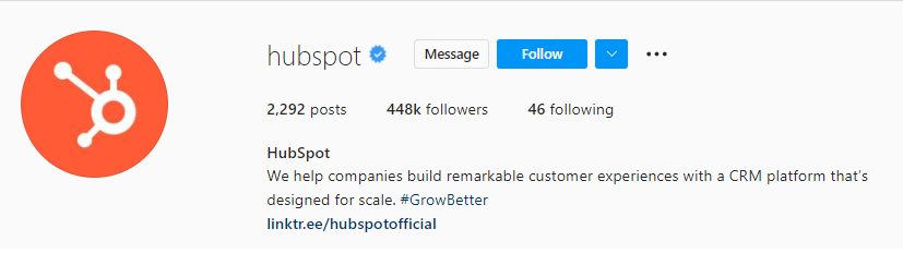 HubSpot Instagram bio