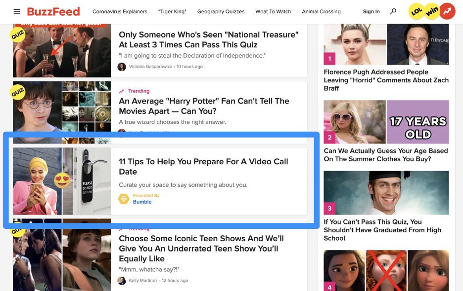 Native advertising example