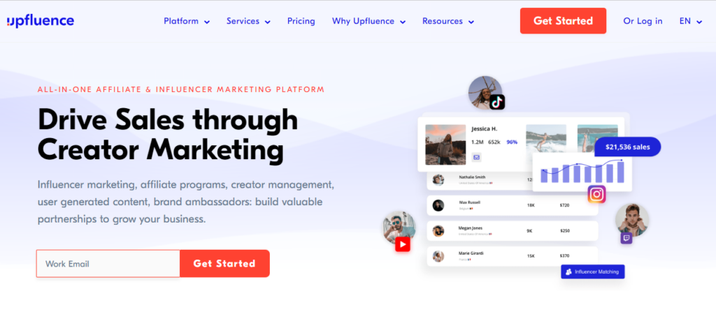 Upfluence Homepage