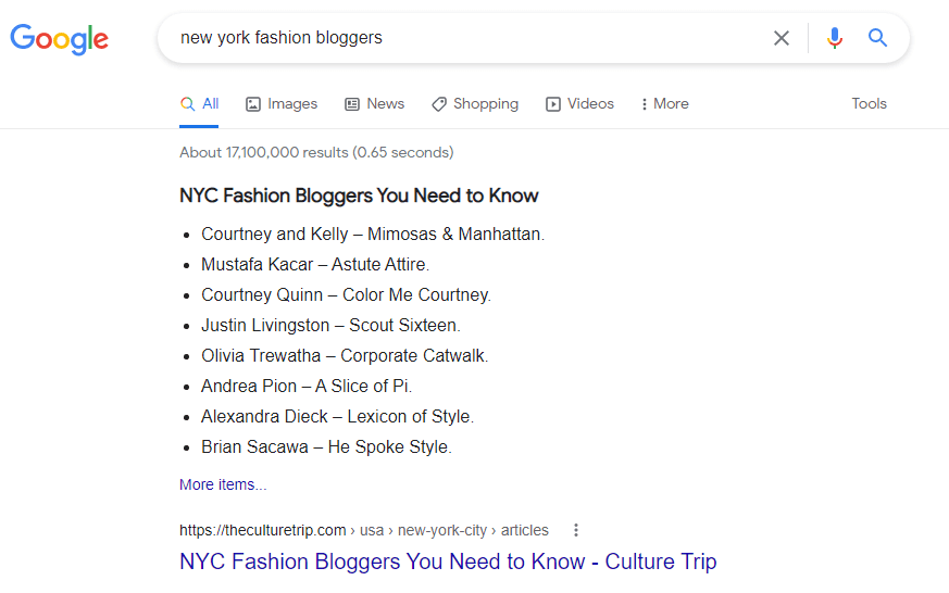 Find local influencers on google