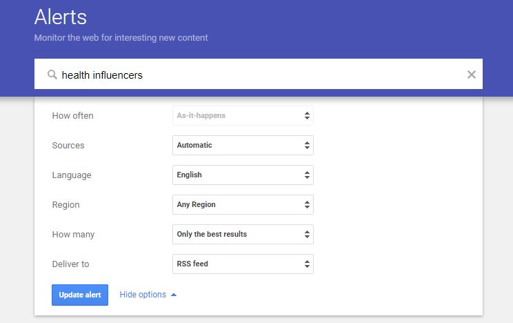 use google alerts to find influencers