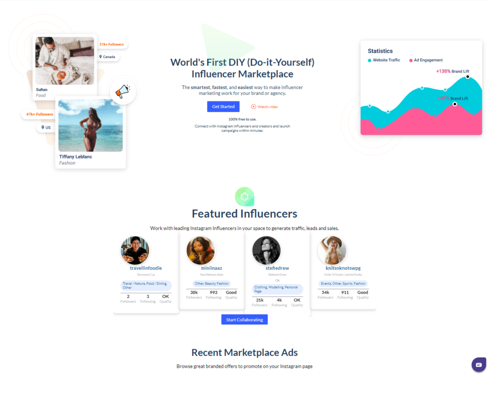 Ainfluencer homepage