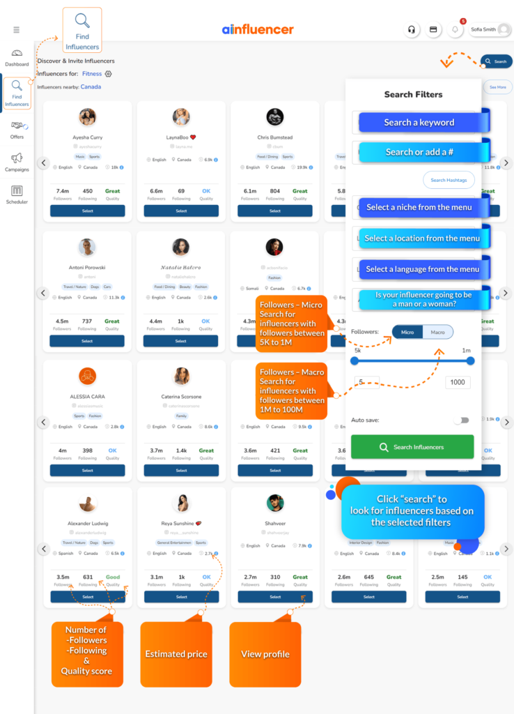 find influencers on AInfluencer