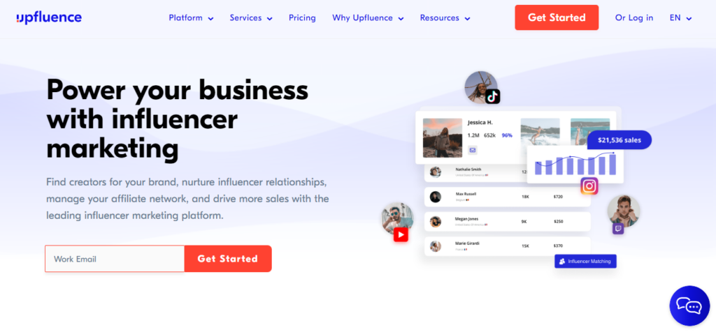 Upfluence dashboard