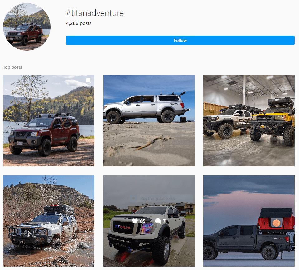 Nissan #TitanAdventure-Ig influencer marketing campaign