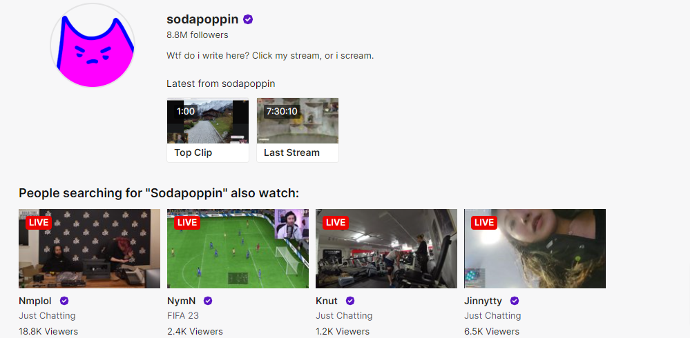 Sodapoppin is one of the biggest Twitch influencers