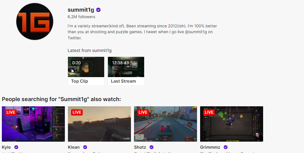 Summit1g is an active Twitch influencer 
