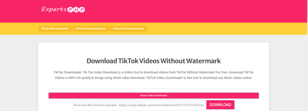 TikTok Video Downloader Without Watermark - URL MP4