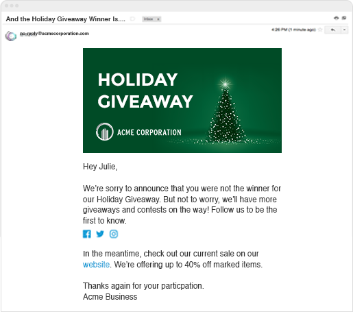 Offer giveaways when sending emails