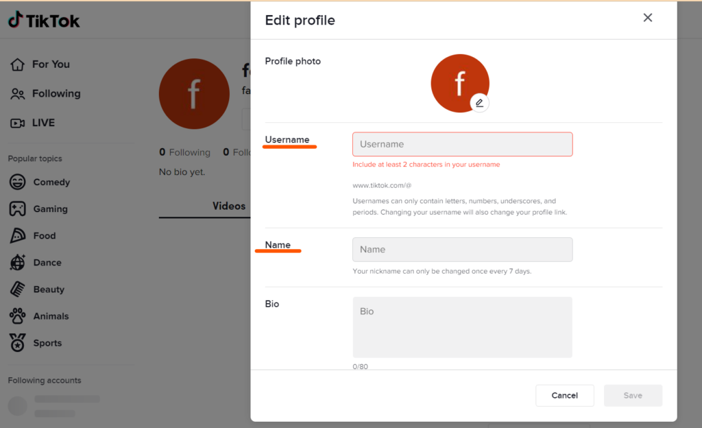 How To Change TikTok Name