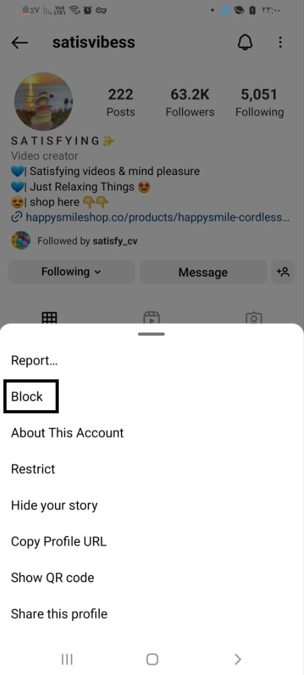 Block on Instagram