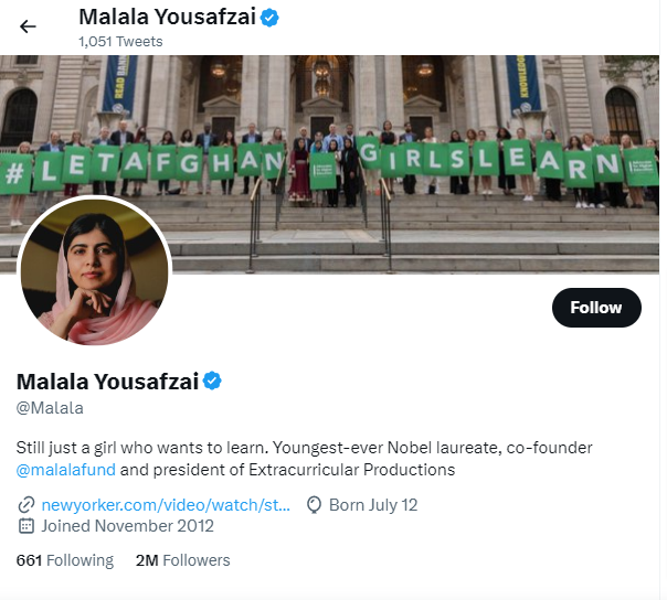 Malala Yousafzai (@Malala) _ Twitter