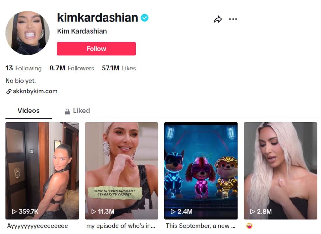 Kim Kardashian on Tiktok