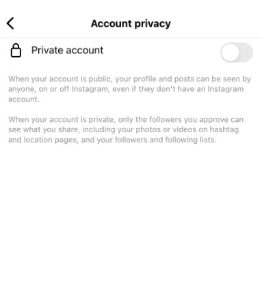 Account Privacy - Instagram private account