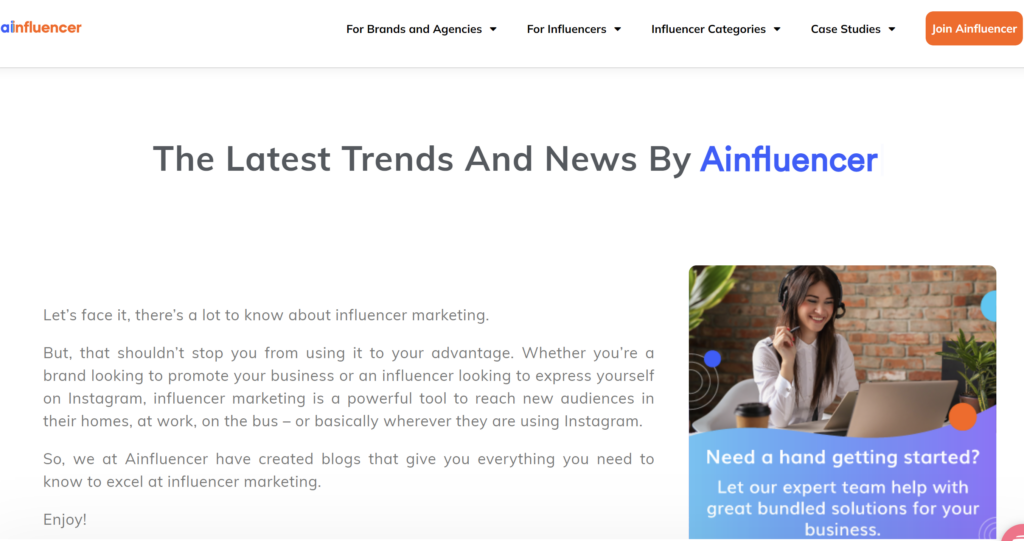 Ainfluencer Homepage