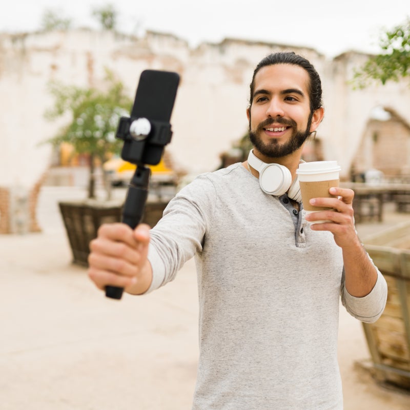 a man creating Instagram video