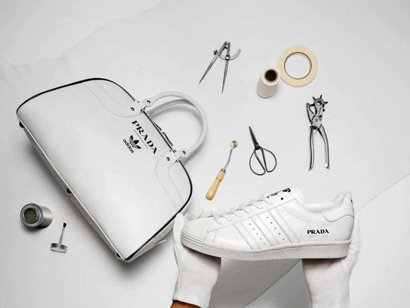 Adidas x Prada white shoes and bag