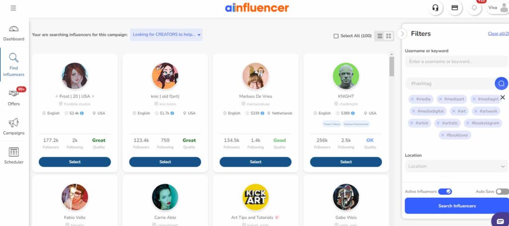Ainfluencer connects brands to top influencers.
