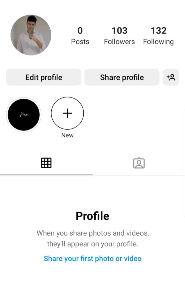 Instagram profile page