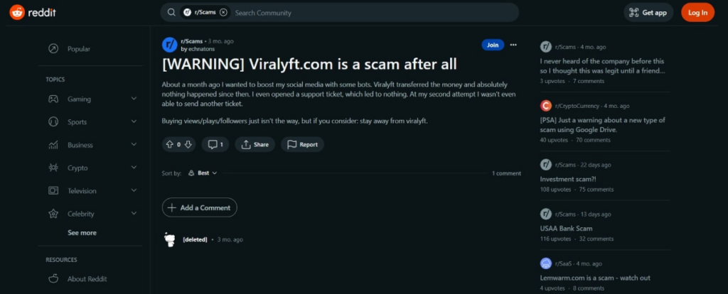 Viralyft Review on Reddit