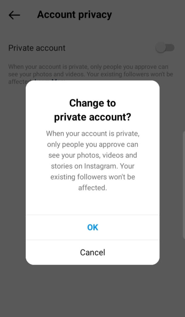 Privacy - Instagram private account