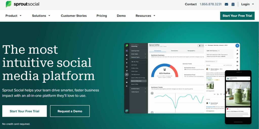 Sprout Social can analyze the insights of each platform. 