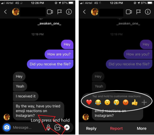 React To Messages On Instagram App