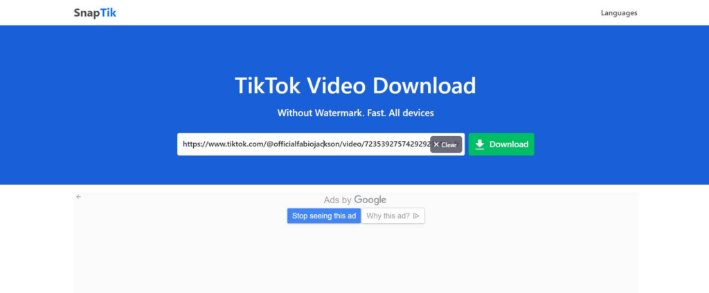 use SnapTik website to download tiktok videos