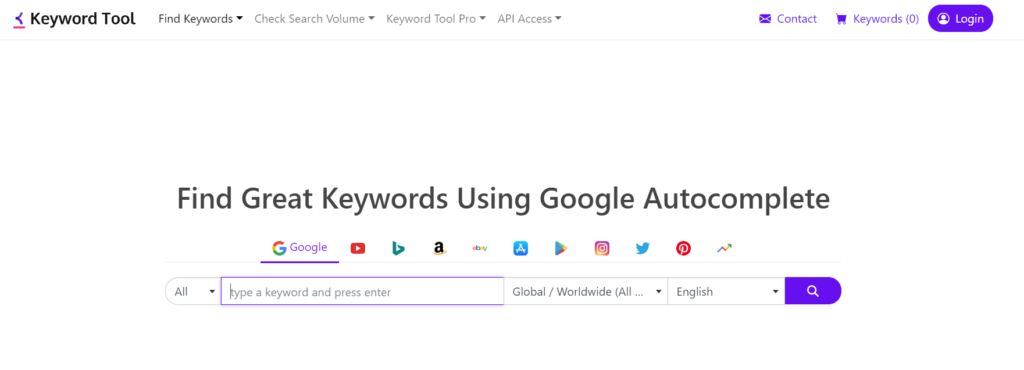 Keyword Tool Homepage