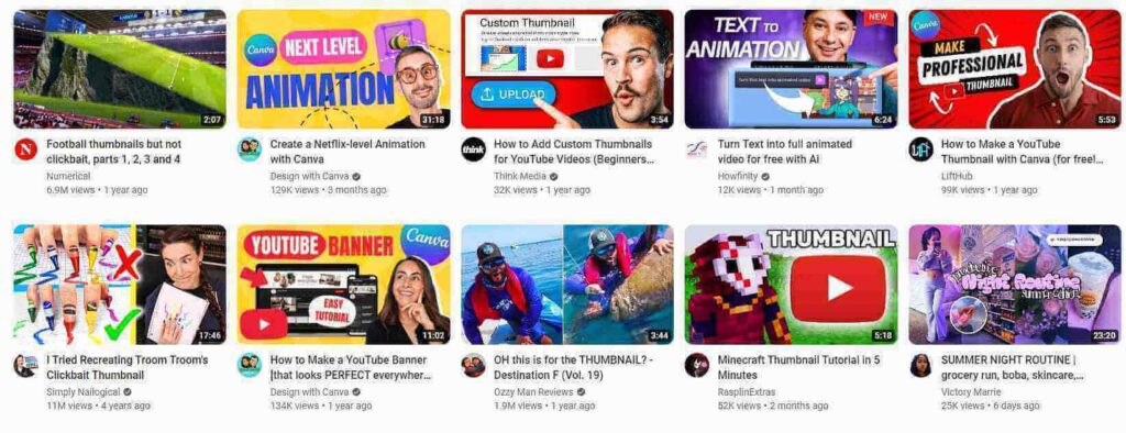 YouTube Thumbnail examples