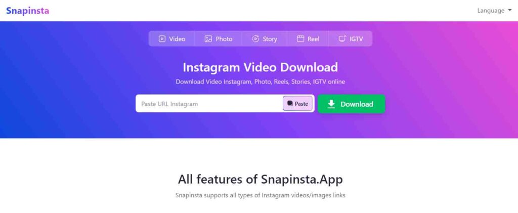 Snapinsta Instagram video downloader