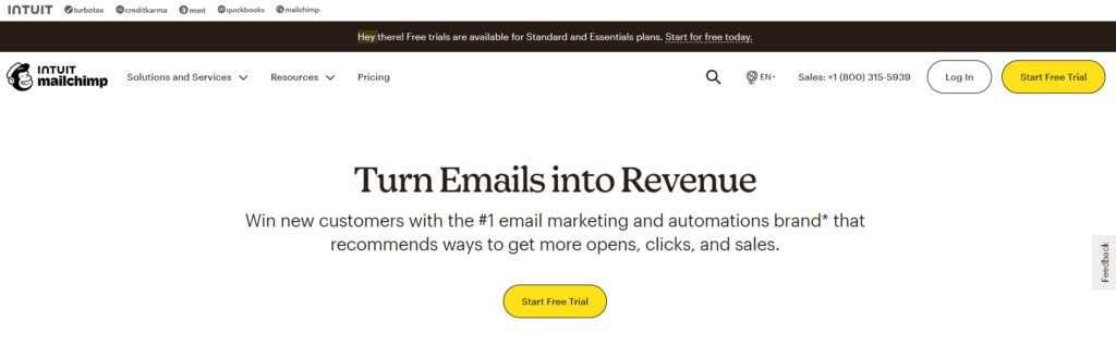 Mailchimp Homepage