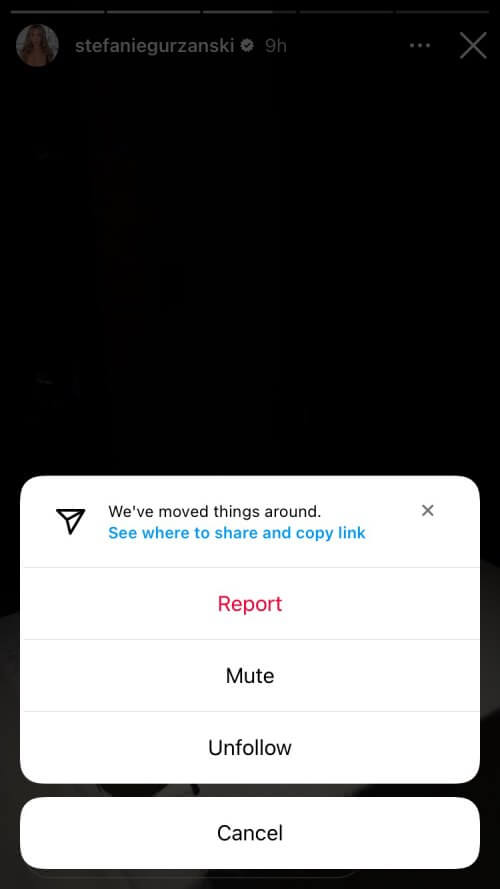 Menu for muting someone with three options