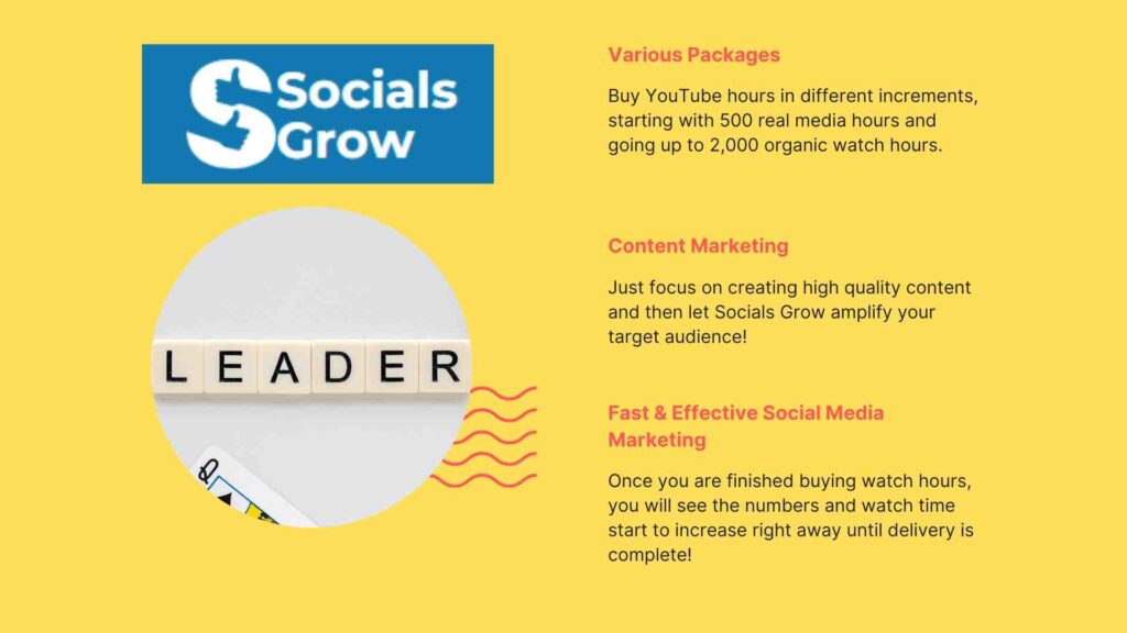 SocialsGrow Features and Packages