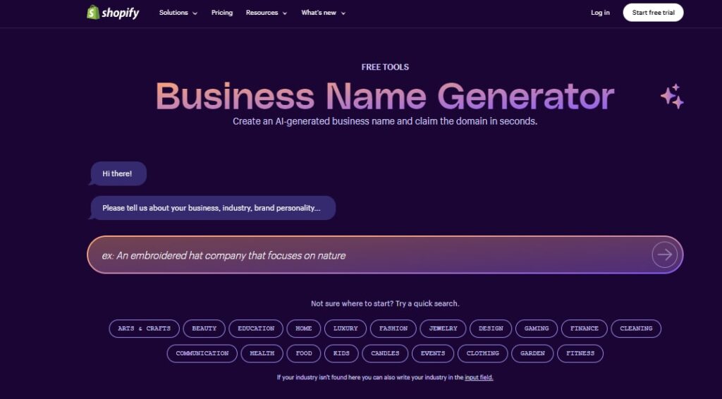 Shopify Business Name Generator