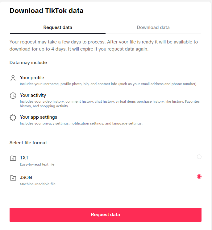 Download TikTok Data