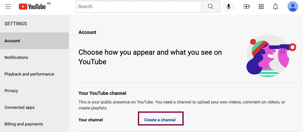 Create A YouTube Channel