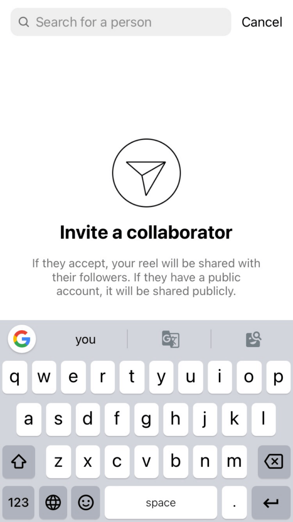 search for users you want to post collaporate posts together