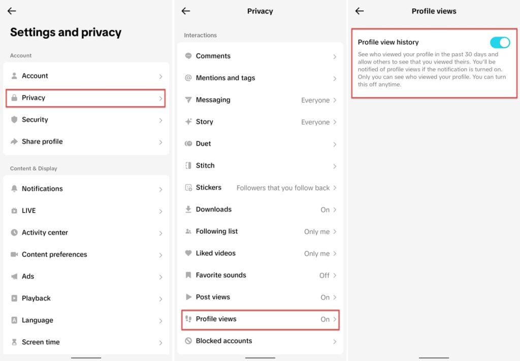 Turn Off Profile Views On TikTok