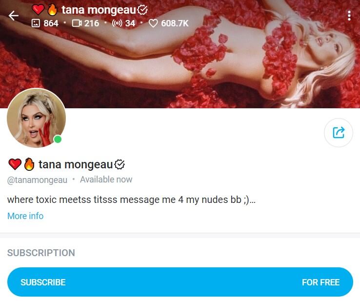 Picture on Tana Mongeau Profile on OnlyFans