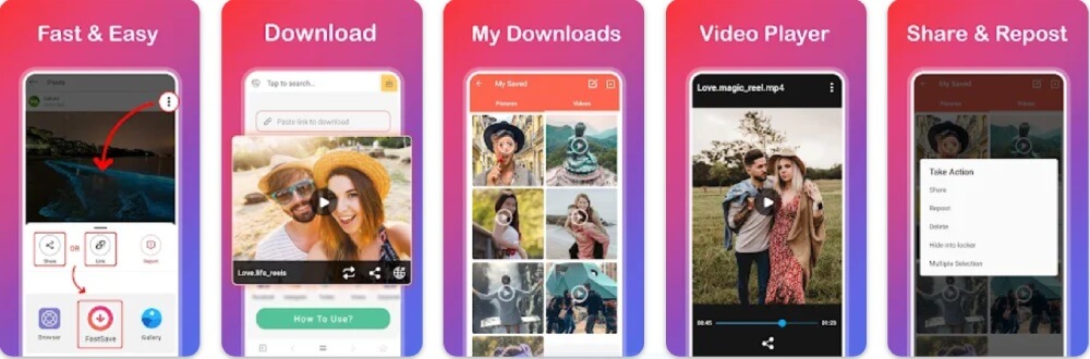 Photos of FastSave app photo downloader for Instagram